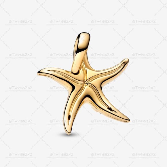 Pandora Sparkling Blue Starfish Dangle Charm - Picture 2 of 6